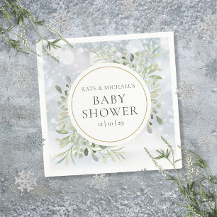 Winter Snowflakes Greenery Baby shower Servet