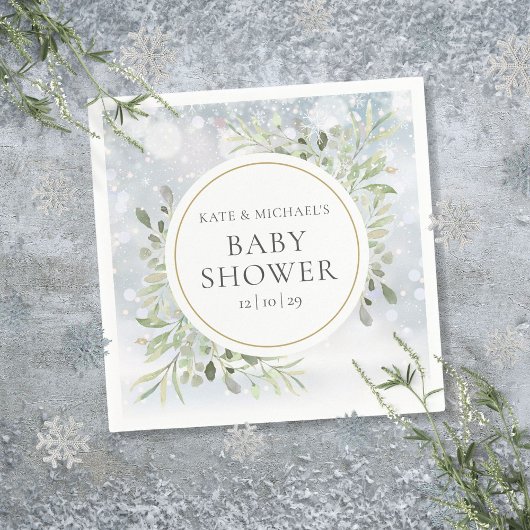 Winter Snowflakes Greenery Baby shower Servet