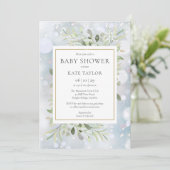 Winter Snowflakes Greenery Baby shower | Sprinkle Kaart (Staand voorkant)