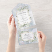 Winter Snowflakes Greenery Foliage Baby shower All In One Uitnodiging (Afscheurbaar)