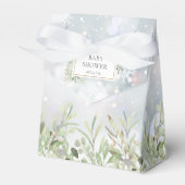 Winter Snowflakes Greenery Foliage Baby shower Bedankdoosjes (Voorkant Zijde)