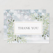 Winter Snowflakes Greenery Foliage Bedankkaart (Voorkant / Achterkant)