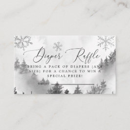Winter Snowflakes Grey Diaper Raffle Ticket Informatiekaartje