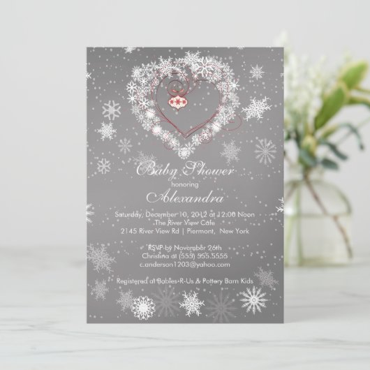 Winter Snowflakes Harde Baby shower Kaart (Staand voorkant)