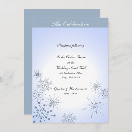 Winter Snowflakes Ice Blue Kaart (Voorkant / Achterkant)