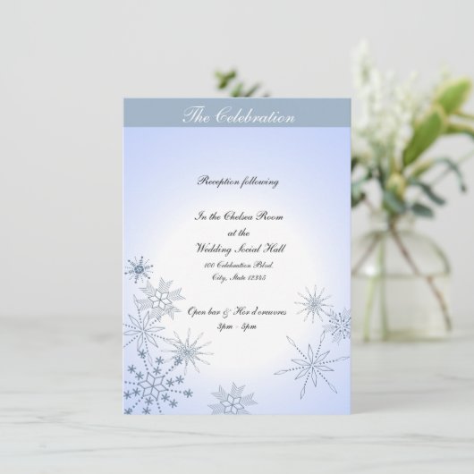 Winter Snowflakes Ice Blue Kaart (Staand voorkant)