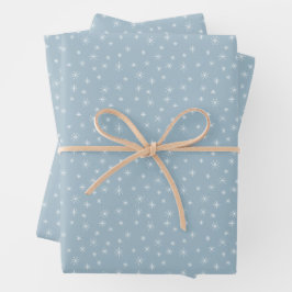 Winter Snowflakes Ice Blue Retro geïnspireerd Inpakpapier Vel