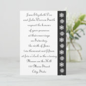 Winter Snowflakes in Black Wedding Invitation Kaart (Staand voorkant)