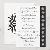 Winter Snowflakes in Black Wedding Invitation Kaart (Voorkant / Achterkant)