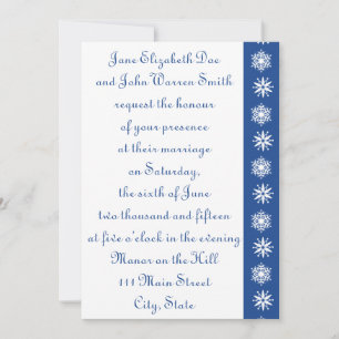 Winter Snowflakes in Blue Wedding Invitation Kaart