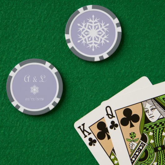 Winter Snowflakes in Lavender Poker Chips (Pokertafel (Dubbel))
