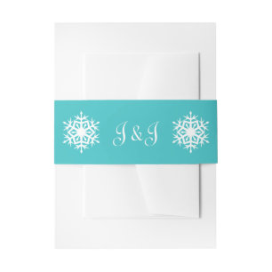 Winter Snowflakes in Turquoise Invitation Band Uitnodigingen Wikkel