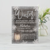 Winter Snowflakes & Lantern Barn Wood Baby shower Kaart (Staand voorkant)