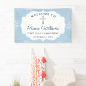 Winter Snowflakes Light Blue First Heilige Communi Spandoek (Insitu)