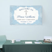 Winter Snowflakes Light Blue First Heilige Communi Spandoek (Beurs)