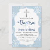 Winter Snowflakes Light Blue Silver Boy Baptisme Kaart (Voorkant)