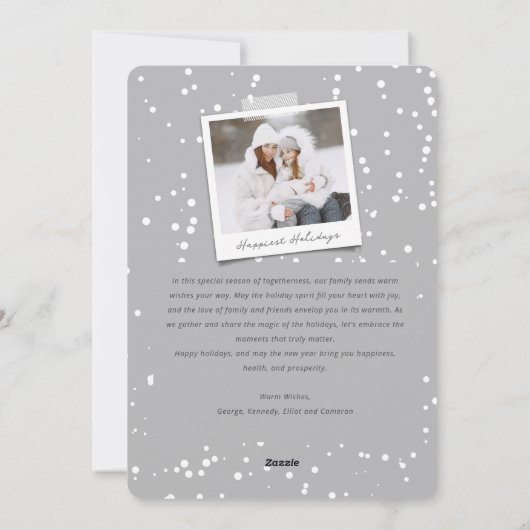 Winter Snowflakes Lijst Prettige feestdagen Elegan Feestdagenkaart (Achterkant)