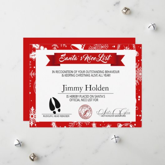 Winter Snowflakes Lijst van de kerstman Feestdagenkaart (Voorkant / Achterkant in situ)