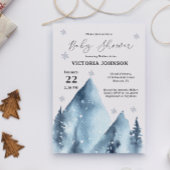 Winter Snowflakes Mountain Baby shower Kaart