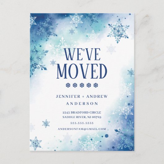 Winter Snowflakes Moving Announding Briefkaart (Voorkant)