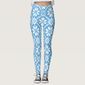Winter Snowflakes Nordic Knit Sweater Blue White Leggings (Voorkant)