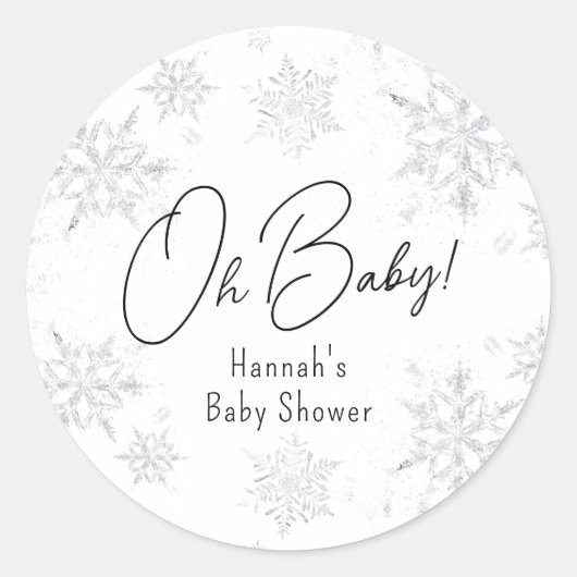 Winter Snowflakes Oh baby Ronde Sticker (Voorkant)