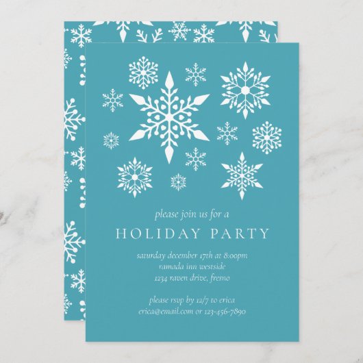 Winter Snowflakes op de feestdag in Turquoise Kaart (Voorkant / Achterkant)