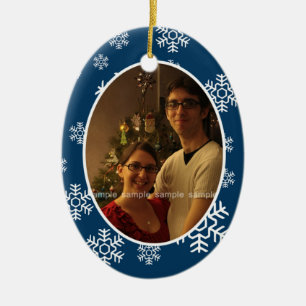 Winter Snowflakes Oval Photo Ornament
