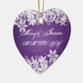 Winter Snowflakes Paarse Elegant Wedding Favor Keramisch Ornament (Links)
