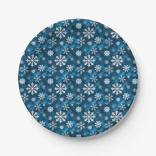 Winter Snowflakes Pattern On Cool Blue Background Papieren Bordje (Voorkant)