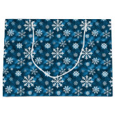 Winter Snowflakes Pattern On Icy Cool Blue Groot Cadeauzakje (Voorkant)