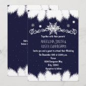 Winter Snowflakes & Pine Tree Huwelijksuitnodiging Kaart (Voorkant / Achterkant)