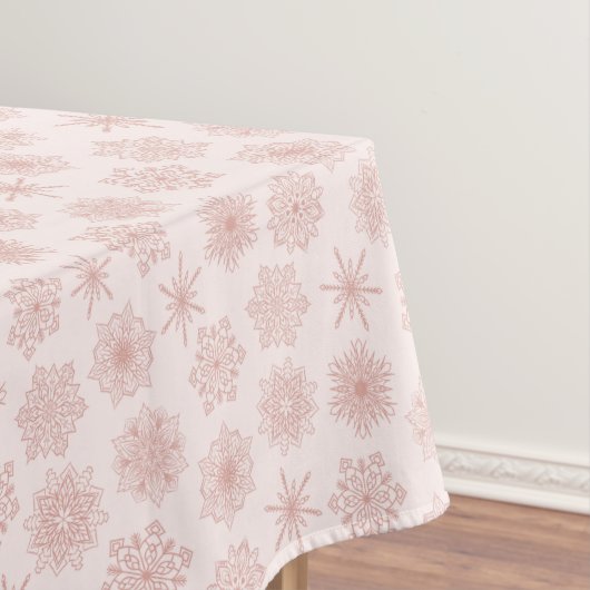 Winter Snowflakes Print Blush Pink Kerstmis Tafelkleed (Voorbeeld)