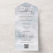 Winter Snowflakes QR Code Script Hartjes Bruiloft All In One Uitnodiging (Binnen)
