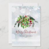 Winter Snowflakes Red Berries Greenery Kerstmis Feestdagenkaart (Voorkant)