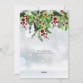Winter Snowflakes Red Berries Greenery Kerstmis Feestdagenkaart (Achterkant)
