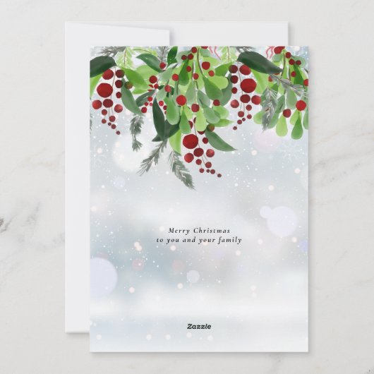 Winter Snowflakes Red Berries Greenery Kerstmis Feestdagenkaart (Achterkant)