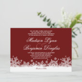 Winter Snowflakes Red Holiday Wedding Invitations Kaart (Staand voorkant)