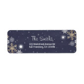 Winter Snowflakes Return Address Label Gold Silver (Voorkant)
