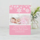 Winter Snowflakes Roze aankondiging (Staand voorkant)