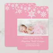 Winter Snowflakes Roze aankondiging (Voorkant / Achterkant)