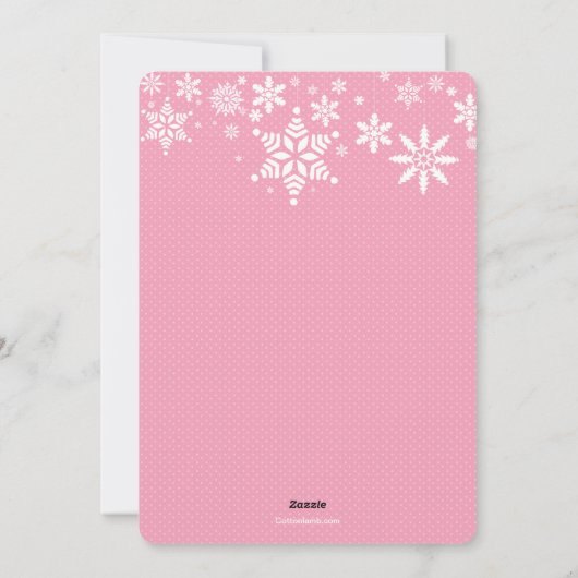 Winter Snowflakes Roze aankondiging (Achterkant)