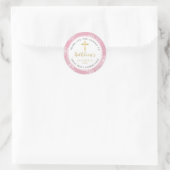 Winter Snowflakes Roze Gold First Heilige Communie Ronde Sticker (Tas)