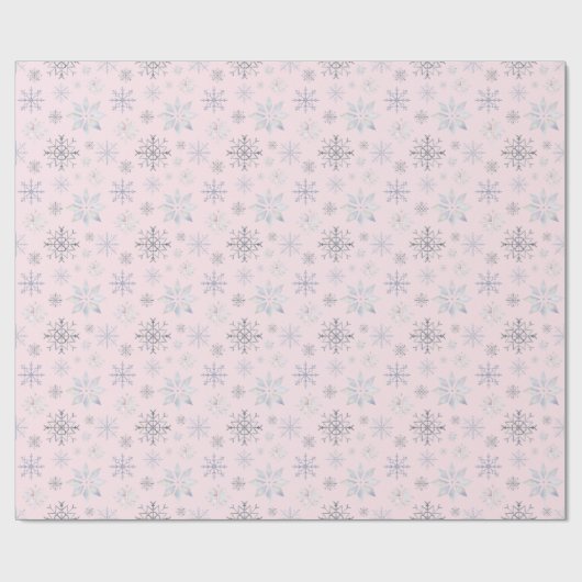 Winter Snowflakes Roze kerstpapier Cadeaupapier (Vlak)
