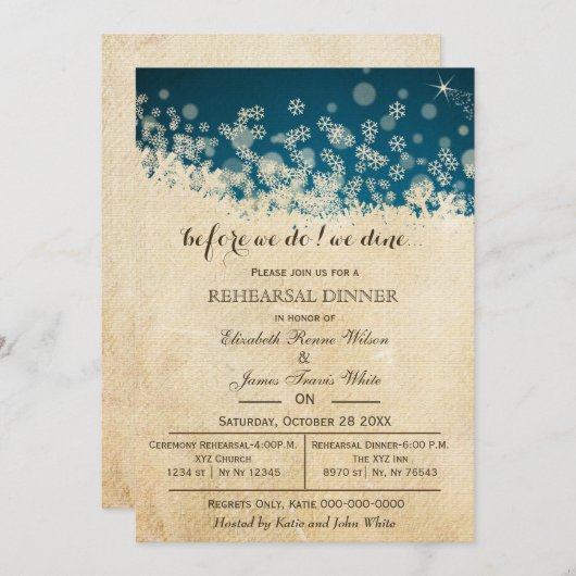Winter Snowflakes Rustic repetitie nodigt uit Kaart (Voorkant / Achterkant)