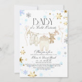 Winter Snowflakes Silver and Gold  Baby Shower  Kaart (Voorkant)