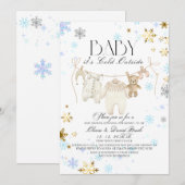 Winter Snowflakes Silver and Gold  Baby Shower  Kaart (Voorkant / Achterkant)