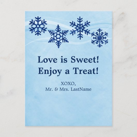 Winter Snowflakes Snoep Buffet dessert Table Kaart (Voorkant)