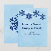 Winter Snowflakes Snoep Buffet dessert Table Kaart (Voorkant / Achterkant)