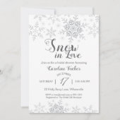 Winter Snowflakes Snow in Love Bridal Shower Kaart (Voorkant)